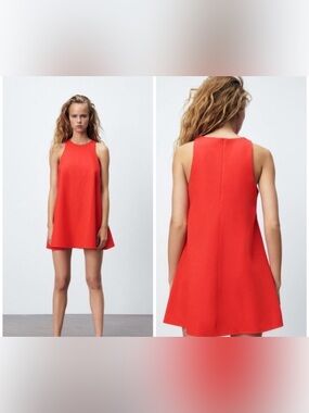 Zara Bright Red Sleeveless Mini Dress
